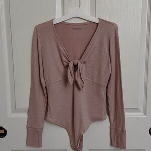 Abercrombie & Fitch Pink Tie-Front Bodysuit